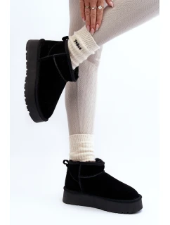 Módní semišové nízké sněhule Černá Nucca