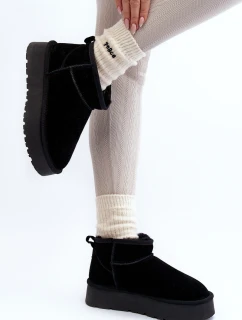 Módní semišové nízké sněhule Černá Nucca