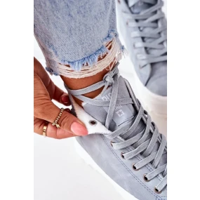 Women's Leather Warm Sneakers Big Star model 19948633 Light Blue - Big Star Shoes