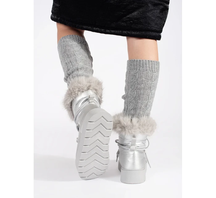 Designové sněhule dámské stříbrné platforma Designové sněhule dámské stříbrné platforma