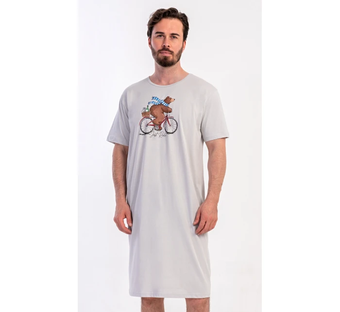 Pánská noční košile s krátkým rukávem Méďa na kole