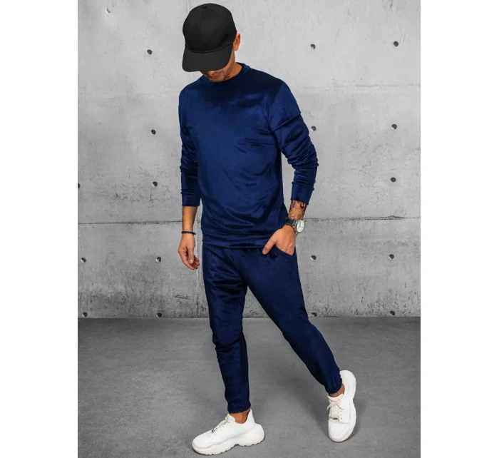 Pánská tmavě modrá velurová mikina FashionStreet BX5531