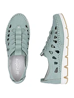 Dámská kožená prolamovaná zelená polobotka model 22081647 - Rieker Dámská kožená prolamovaná zelená polobotka model 22081647 - Rieker