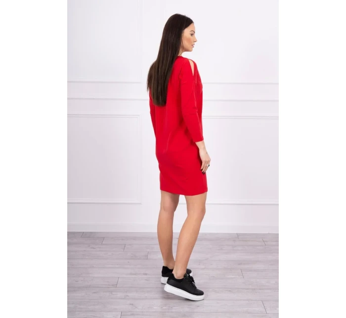 Šaty s potiskem rukojeti v červené barvě Šaty s potiskem rukojeti v červené barvě