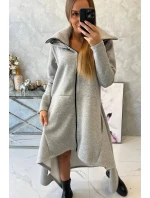 Zateplené šaty s delšími boky šedé Zateplené šaty s delšími boky šedé