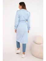 Dámský kabát v pase s límcem modrý