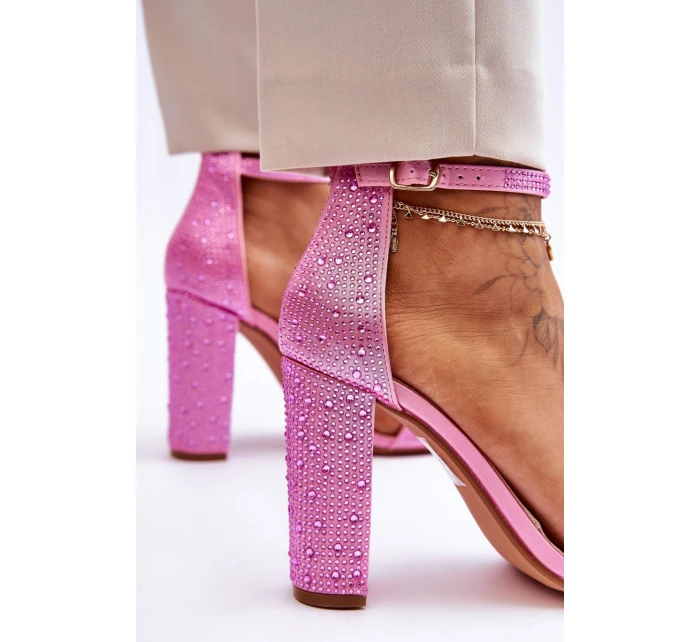 Dámské sandály na vysokém podpatku se zirkony Růžové Idealistic Dámské sandály na vysokém podpatku se zirkony Růžové Idealistic