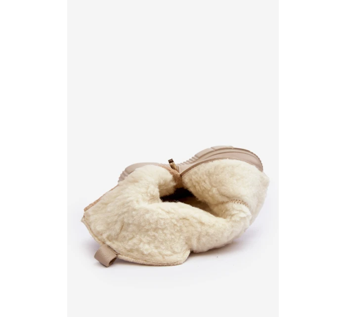 Dámské kožené kozačky se vlnou Zazoo 70121 béžové