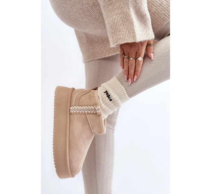 Sněhule na platformě s vzorem béžové Udra