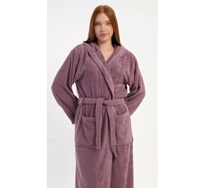 Dámský župan dlouhý s kapucí Vřes