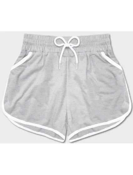 Světle šedé dámské šortky s kontrastní lemovkou (8K208-2)