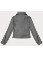 Šedá krátká pruhovaná žebrovaná bunda s ozdobnými knoflíky model 19739206 - MADE IN ITALY Šedá krátká pruhovaná žebrovaná bunda s ozdobnými knoflíky model 19739206 - MADE IN ITALY