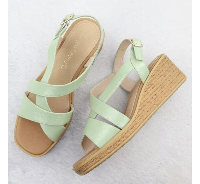 Zelené lakované dámské sandály na platformě Sergio Leone SK298