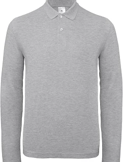 B&C ID.001 LSL Pánské piqué polo s dlouhým rukávem 01.0I12 heather grey