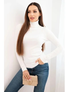 Dámský svetr z viskózy s rolákem a dlouhým rukávem bílý