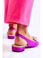 Semišové balerínky na  s zdobením tmavě růžovým Elena model 21589842 - Boto