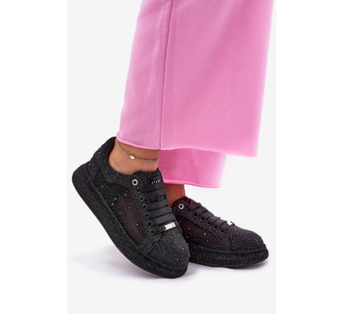 Zdobené tenisky na platformě GOE NN2N4021 černé Zdobené tenisky na platformě GOE NN2N4021 černé