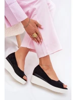 Dámské sandály na platformě z eko semiše černé model 21702468 - Boto