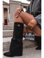 Kozačky Eko Velur Podpatky Na Zip Zateplené Ohnutý Svršek Béžové Evyra