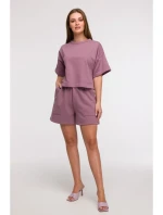 B294 Oříznutá mikina s krátkým rukávem - heather B294 Oříznutá mikina s krátkým rukávem - heather