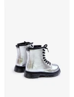 Zateplené Dívčí Lakované Kotníkové Boty Na Zip Stříbrné Novita