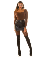 Sexy Highwaist faux leather Miniskirt with belt