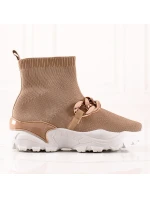 Trendy hnědé dámské tenisky bez podpatku Trendy hnědé dámské tenisky bez podpatku