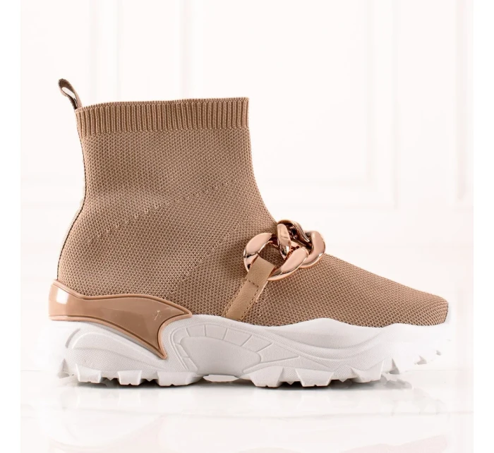 Trendy hnědé dámské tenisky bez podpatku Trendy hnědé dámské tenisky bez podpatku