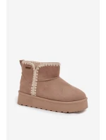 Dámské Sněhule Na Platformě S Prošíváním Big Star SS274129 Béžové Dámské Sněhule Na Platformě S Prošíváním Big Star SS274129 Béžové