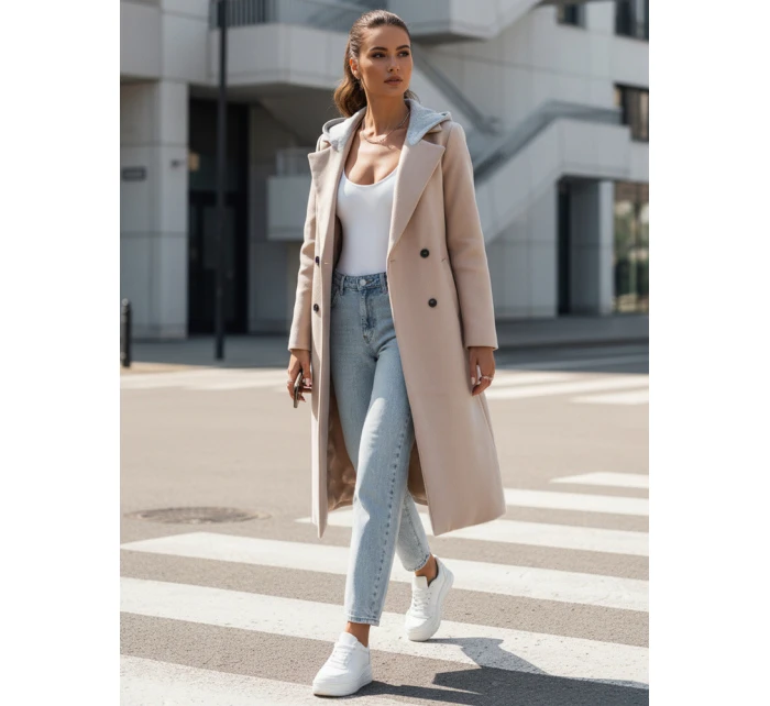 MODVENTURE dámský oversize kabát s kapucí béžový FashionStreet NY0721