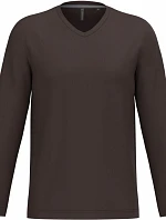 Kariban K 358 Pánské tričko do V s dl. rukávem 20.K358 chocolate