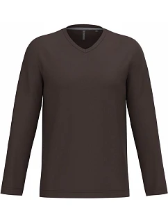 K 358 Pánské tričko do V s dl. rukávem model 22507758 chocolate - Kariban