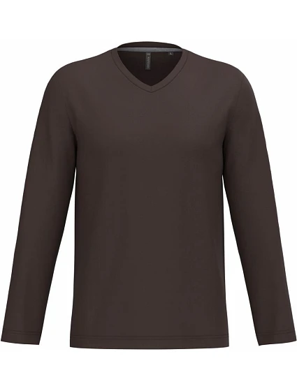 Kariban K 358 Pánské tričko do V s dl. rukávem 20.K358 chocolate Kariban K 358 Pánské tričko do V s dl. rukávem 20.K358 chocolate
