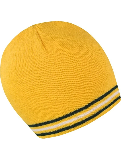 Result Headwear R 368X Pletená čepice s kontrastními pruhy 28.368X gold/green-white Result Headwear R 368X Pletená čepice s kontrastními pruhy 28.368X gold/green-white