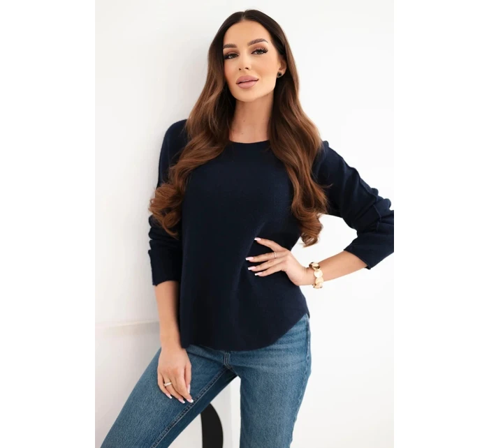 Dámský svetr z viskózy s dlouhým rukávem a kulatým výstřihem námořnická modrá Dámský svetr z viskózy s dlouhým rukávem a kulatým výstřihem námořnická modrá