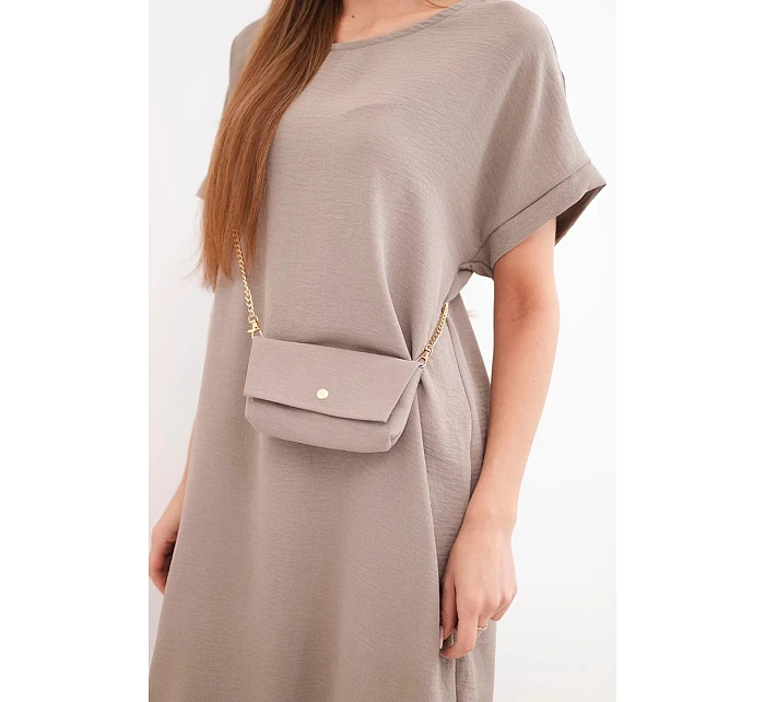 Dámské šaty s krátkým rukávem a kabelkou na řetízku fango