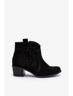 Zazoo 3426 Dámské Semišové Botky Kowbojky Černé