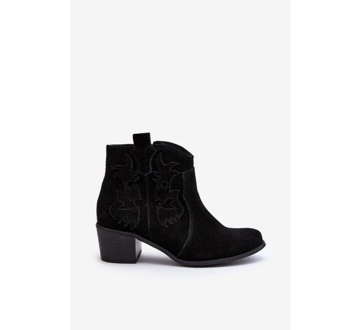 Zazoo 3426 Dámské Semišové Botky Kowbojky Černé