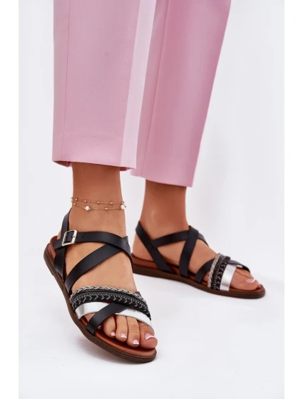 Dámské Ploché Sandály S Pásky Černé model 21697523 - SERGIO LEONE