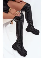 Dámské Kozačky Po Kolena Na Masivní Platformě Černé model 21707072 - Boto