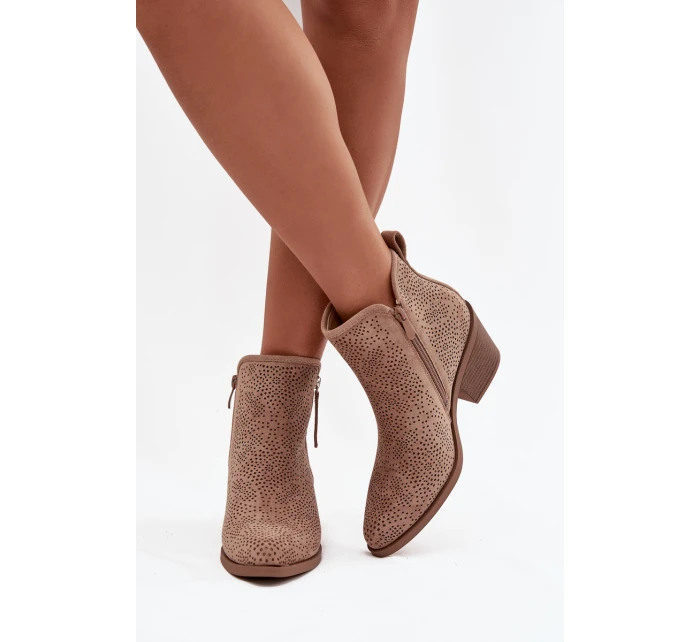 Dámské kovbojky na podpatku béžové model 21713537 - S.Barski Dámské kovbojky na podpatku béžové model 21713537 - S.Barski