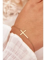 Náramek s křížkem Chirurgická ocel Zlato Náramek s křížkem Chirurgická ocel Zlato