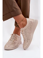 Kožené Ažurové Dámské Polobotky Vinceza 79603 Zlaté