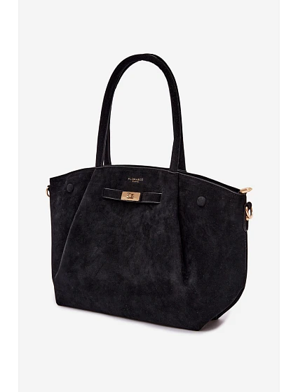 Shopper kabelka z imitace semiše Černá model 22111608 - Flora&Co