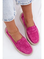 Mokasiny z pravé semišové kůže na platformě Vinceza Fuksja