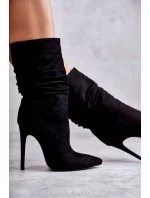 Dámské mačkané kozačky kozačky Černé Laguna Dámské mačkané kozačky kozačky Černé Laguna