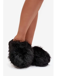 Dámské chlupaté papuče – černé Iseline