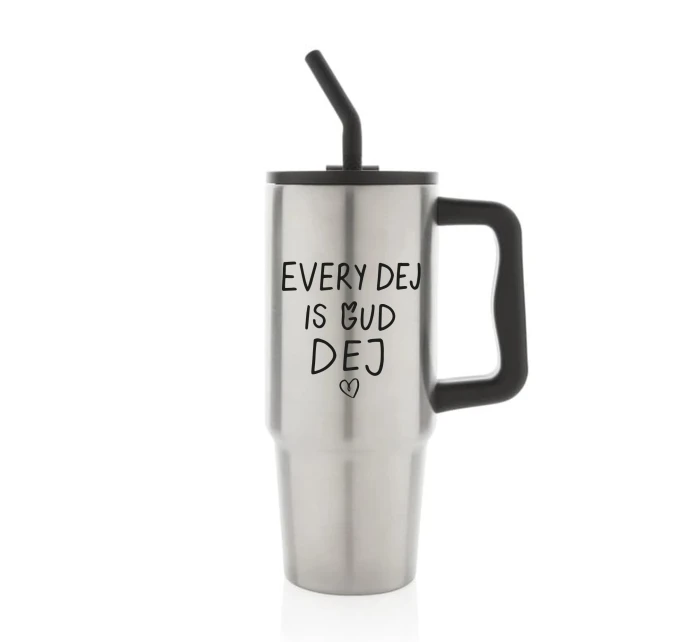 EVERY DEJ IS GUD DEJ - stříbrný cestovní termohrnek 900 ml  