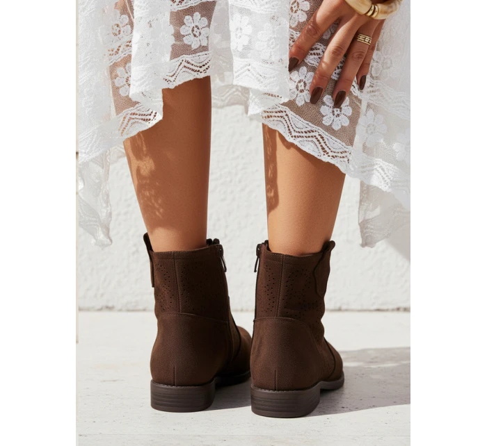 Dámské hnědé ažurové boty FashionStreet ZY1346
