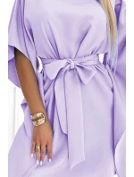 SOFIA dámské šaty ve vřesové barvě se zavazováním v pase model 20273096 - numoco SOFIA dámské šaty ve vřesové barvě se zavazováním v pase model 20273096 - numoco